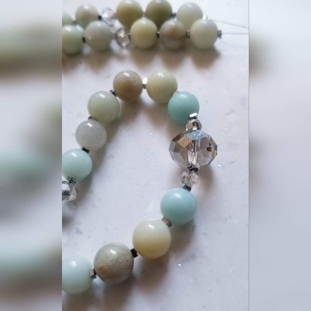 Amazonite & Glass Crystal Necklace - Picture 3 of 5